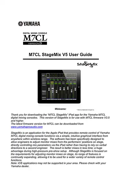 yamaha雅马哈M7CL StageMix V5 User Guide